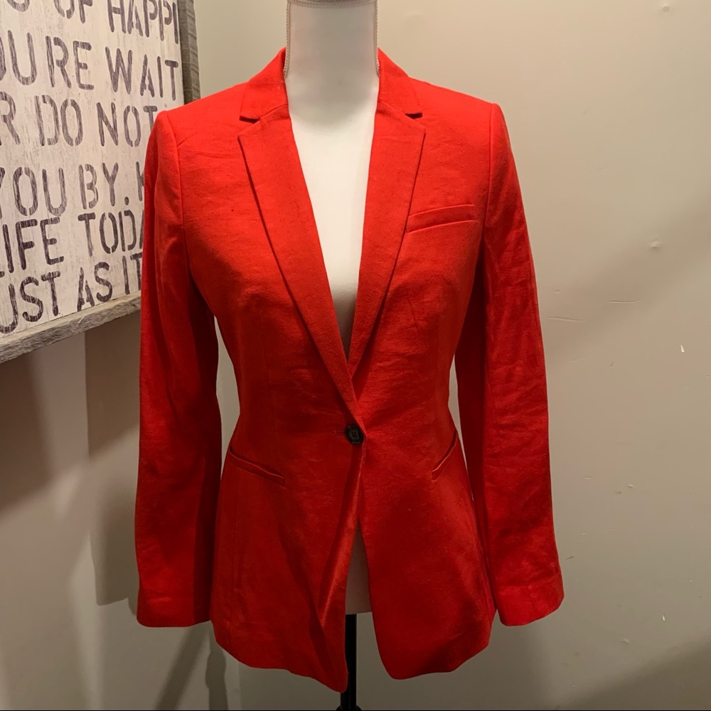 Banana republic red pantsuit, long and lean blazer with Avery pants